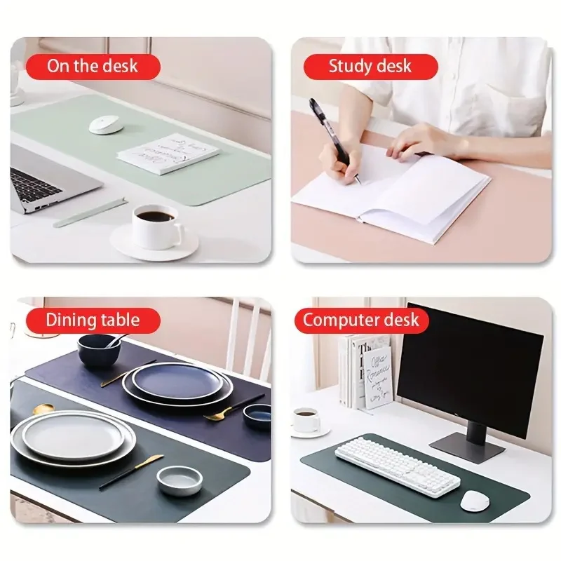 Desk Protector Mat 1pc 23.62x11.81in PU Leather Waterproof MousePad Desktop Keyboard Desk Pad Gaming Mousepad