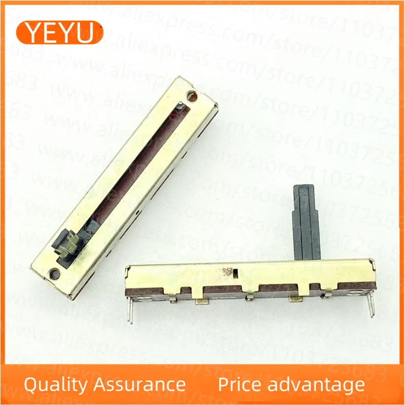 45mm B20K 4-pin Single Straight Slide Potentiometer 2PCS Power Amplifier Audio Mixer Fader Tone Volume Control