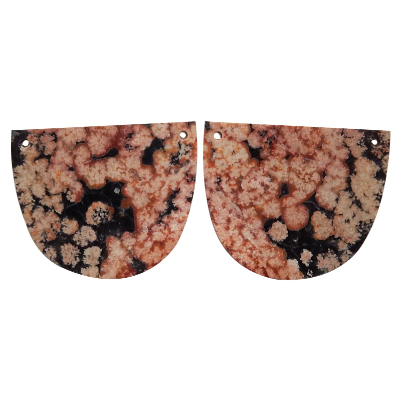 2024 Trending Semiprecious Stones Jewelry Natural Snow Flake Obsidian Double Holes Earrings Accessories For Women 36x30x3mm 13g