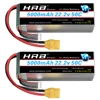 1/2PCS HRB 22.2V 5000mah Lipo Battery 6S Lipo Drone Battery 50C XT90 EC5 Connector for RC Quadcopter Helicopter RC Car Monster 1