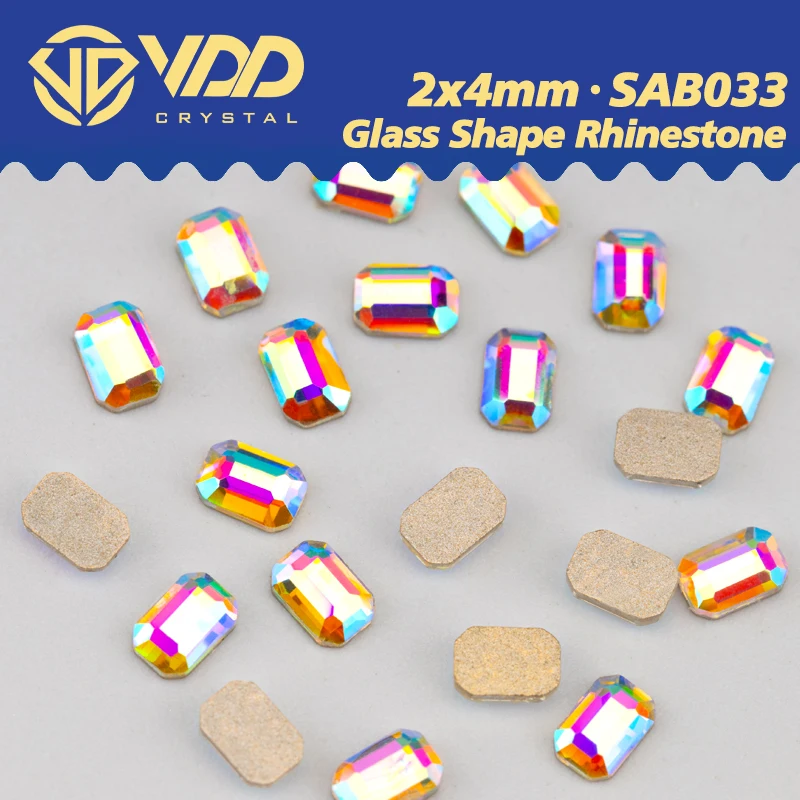 VDD 2x4mm 100/500/1440 Stücke Form Glas Form Kristall Strass Kristall AB Flache Rückseite Großhandel DIY Nail art Dekoration SAB33