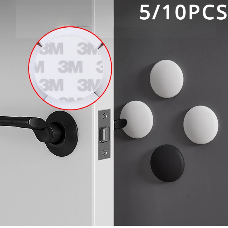 White Door Stops Rubber Wall Protectors Guards Self Adhesive Door Handle Bumper Stoppers Protective Plug Non-slip Muffler