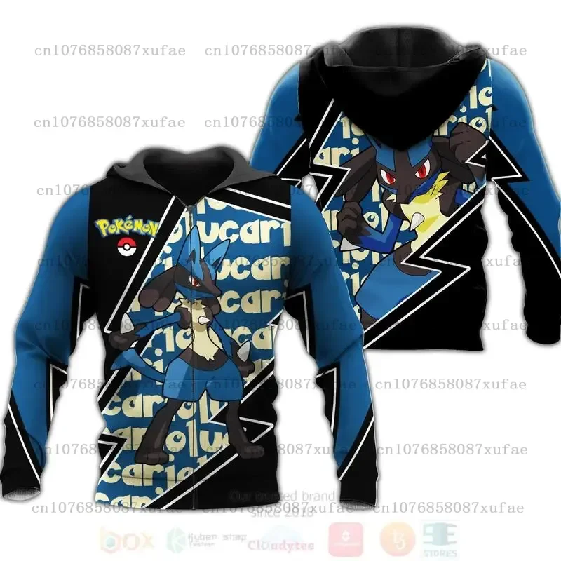 

MINISO Pokemon Pikachu 3d Print Lucario Hoodie Men Women Casual Sweatshirt Pkm Fashion Streetwear Harajuku Zipper Hoodie