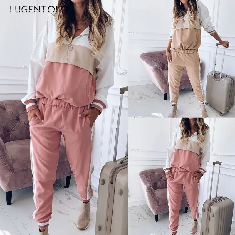 

Women Hooded Sweater Pant Sets Sport Casual Fashion Thin Long Sleeve Pullover Female Elastic Waist Summer Autumn Pants Sets
