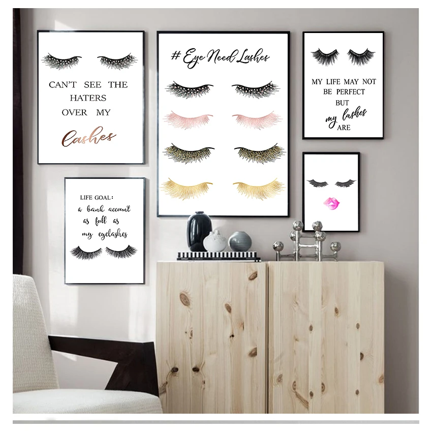 Poster Ragazze Room Wall Art Canvas Painting Lashes Pictures Stampe Makeup Salon Wall Decor Fashion Eyelashes Extensions Quotes