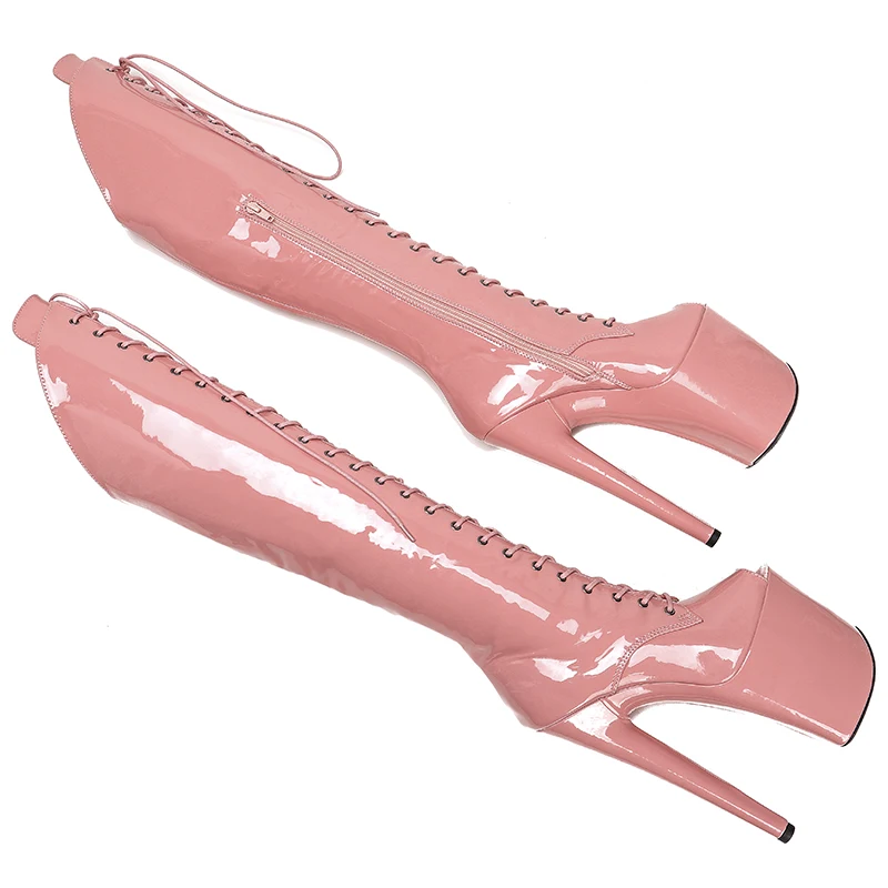 Leecabe 20CM/8Inch Patent Upper  Platform disco party High Heels Shoes Pole Dance boot
