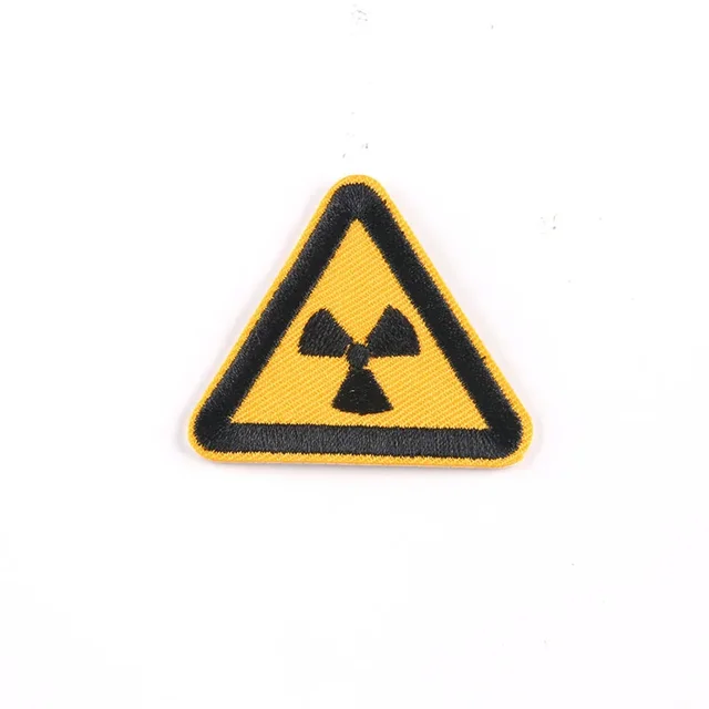 Triangle Caution Signs Embroidered Appliques Traffic Warning Board Badges Small Iron on Patches Decorative Stickers for Clothing 5