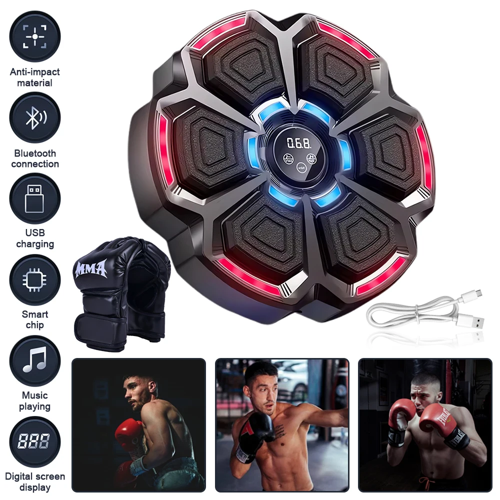 Music Boxing Machine Boxing Workout Machine Adjustable Speed Wall-Mounted Exercise Equipment Type C Rechargeable for Adults Kids 4
