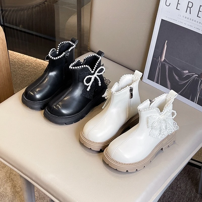 Children's Platform Ankle Boots Sweet Princess Fashion Girls Catwalk Short Boots Wedding Party Kids Causal Dress Leather Boots