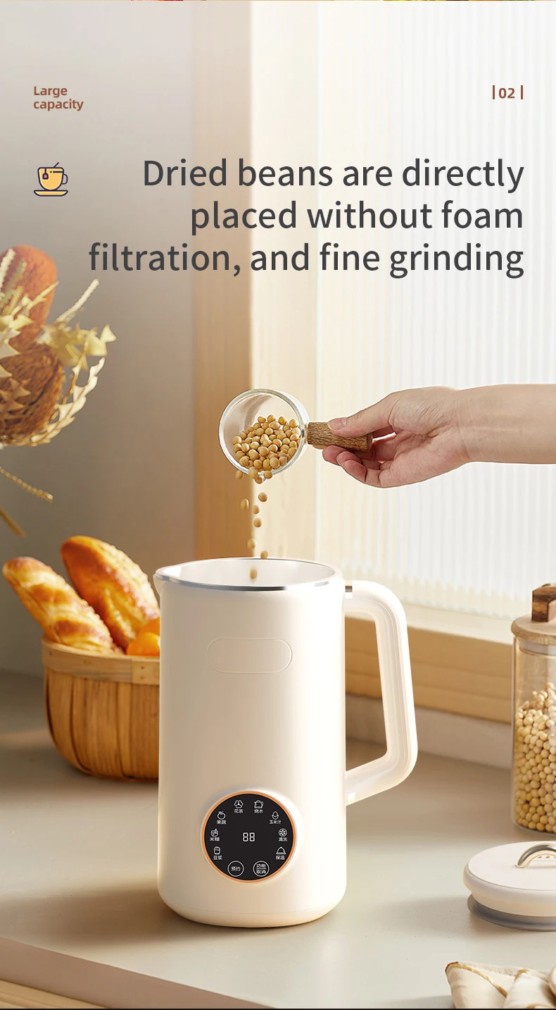 Description Picture 6 of item1L Soya Milk Machine Electric Wall Breaking Machine Soybean Milk Maker Fresh Juice Blender Nut Milk Maker Food Blender 110V/220V