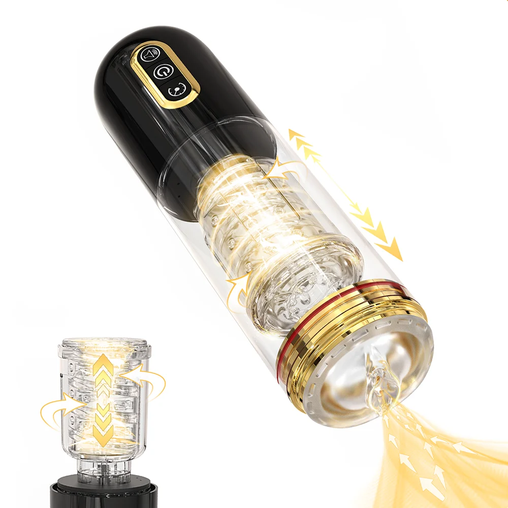 Full-automatic male masturbator vagina rotating telescopic cup deep throat oral dick piston massager male adult sex toy