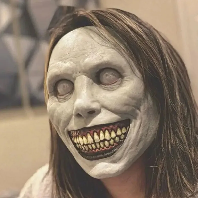 White Latex Exorcist Demon Mask for Halloween Party