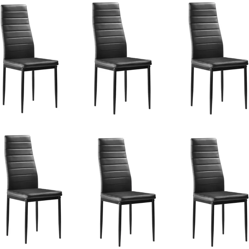 PU Dining Chair , Leather Dining Chairs with Curved Back & Foot Cap Protection for Dining Kitchen Living Room, 300lbs Capacity 6