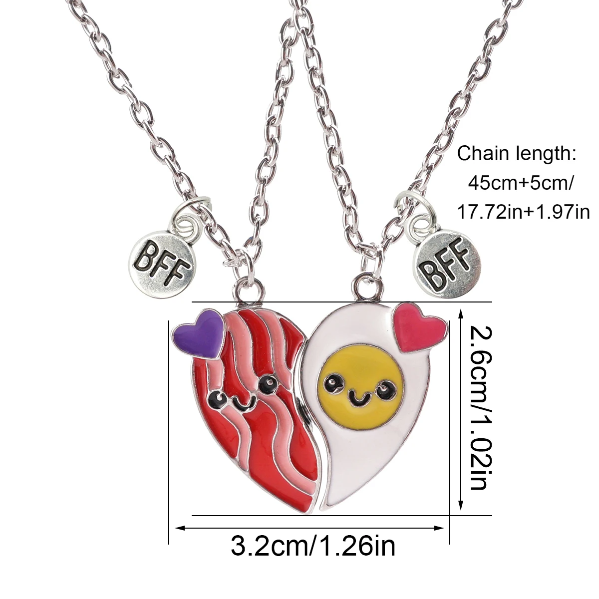 2 Pcs/Set Magnetism Heart Best Friends Pendant Necklace  for Women Cute Rainbow Broken Heart Clavicle Chain BFF Jewelry Gifts 6