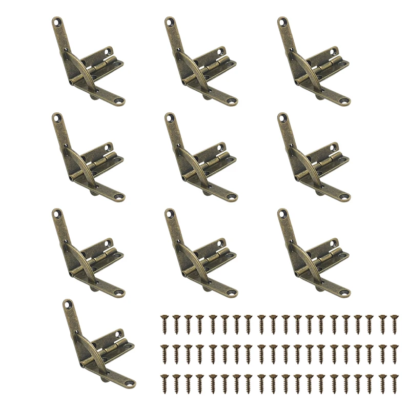Antique Bronze 90 Degree Support Spring Hinge For Wooden Jewelry Box Gift box furniture Hardware Accessories 30x33mm 10pcs