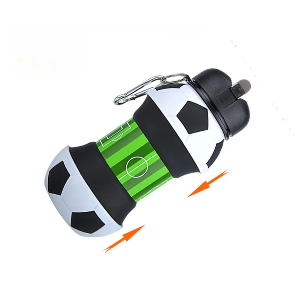 550ml Outdoor Sports Water Bottle Foldable Football Basketball Silicone Water Cup Creative Portable Leakproof Mug Student Kettle