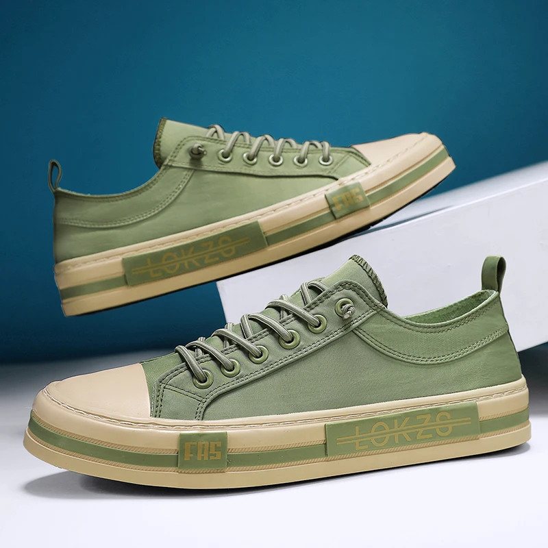 

Spring Autumn Slip-On Canvas Shoes Men Fashion Green Flat Espadrilles Designer Vulcanized Shoes Men Casual Skateboard Sneakers