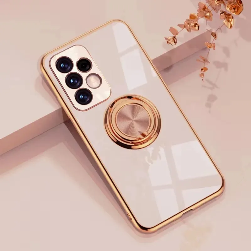 Enhanced Plating Metal Ring Holder Phone Case with 5G Compatibility