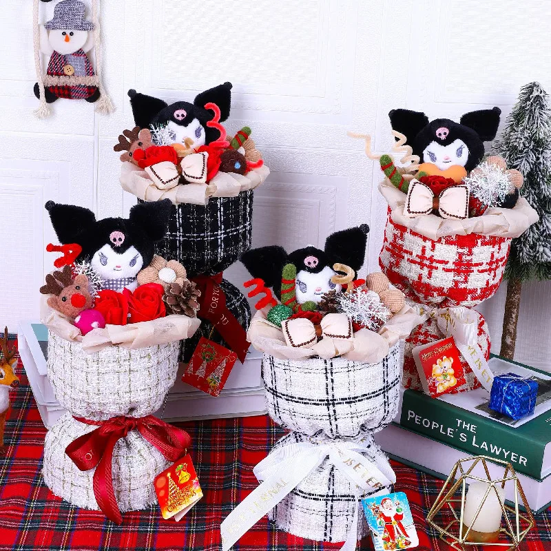 

Новинка 2023, Kawaii Sanrio Kuromi, креативная плюшевая кукла, букет цветов для девочек, модный мультяшный подарок на день Святого Валентина, выпускной