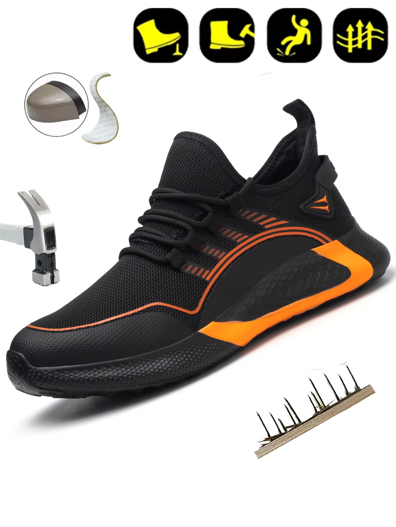 Breathable Lightweight Work Shoes For Men Comfortable Soft Safety Shoes European Standard Safety Shoes Sport Steel-Toed Shoes