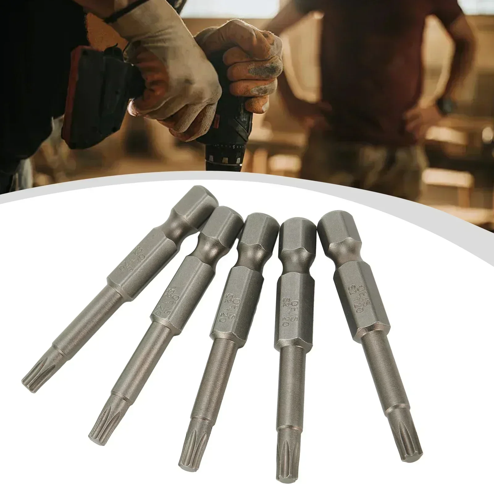 5pcs T20 50mm 긴 스크루 드라이버 비트 자기 Torx 스크루 드라이버 1/4 인치 육각 섕크 헤드 스크류 드라이버 스크루 드라이버 비트 핸드 툴