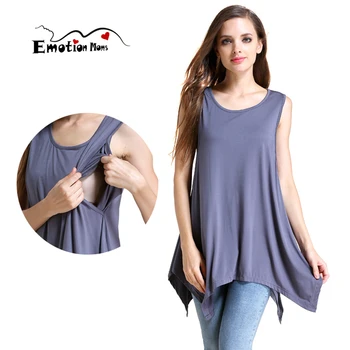 Summer Sleeveless Maternity Breastfeeding Vest Irregular Hem Loose Fit Side Hidden Nursing Opening Casual Tank Top