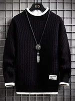 Men's Thiened round Ne Knitwear Loose Wool Sweater Autumn Winter Warm Base Layer irt Japanese Sle Casual Faion