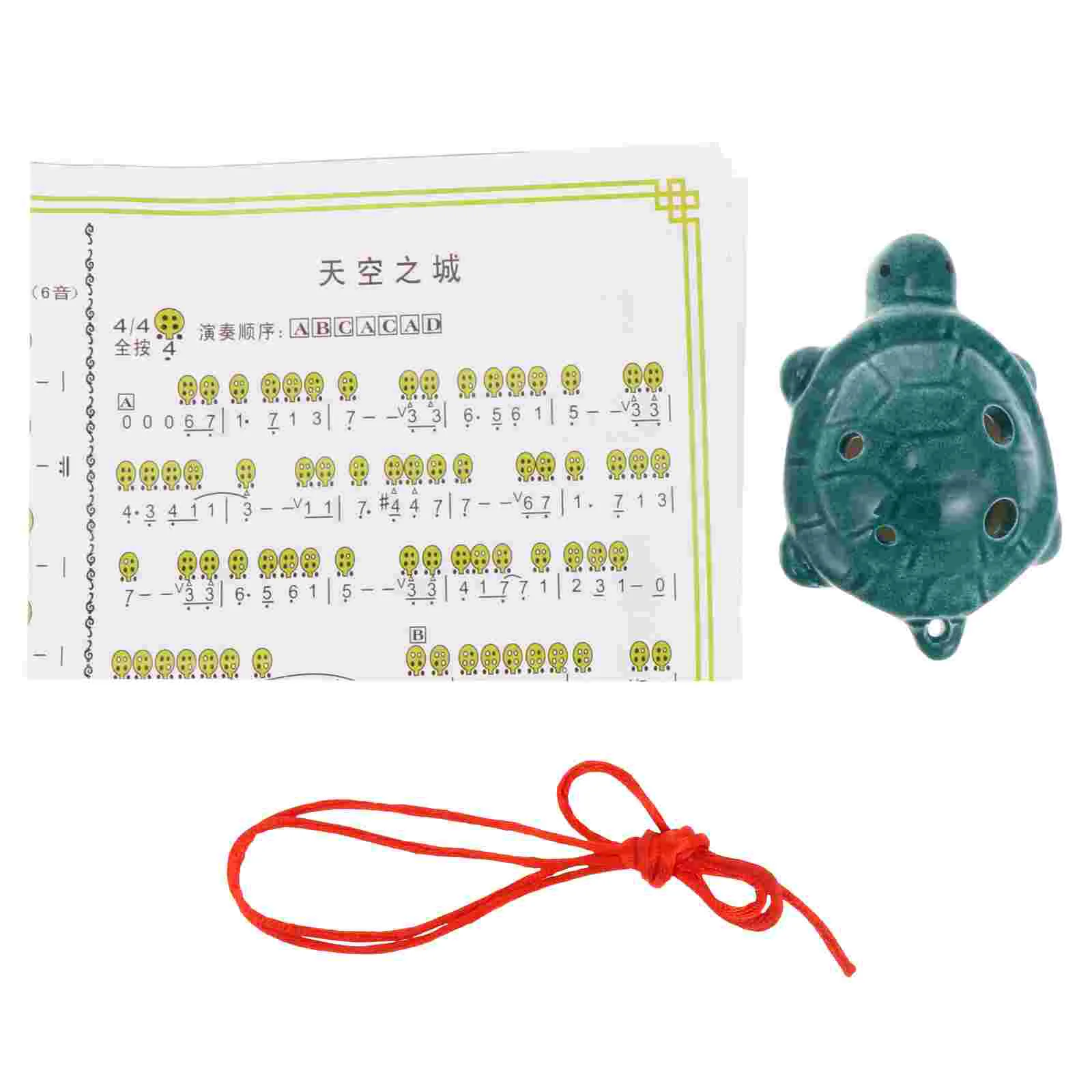 

Happyyami Ocarina Instrument Children Gifts Set 6 Hole Alto Ceramic Turtle Shape Musical Flute Beginner Necklace Toys