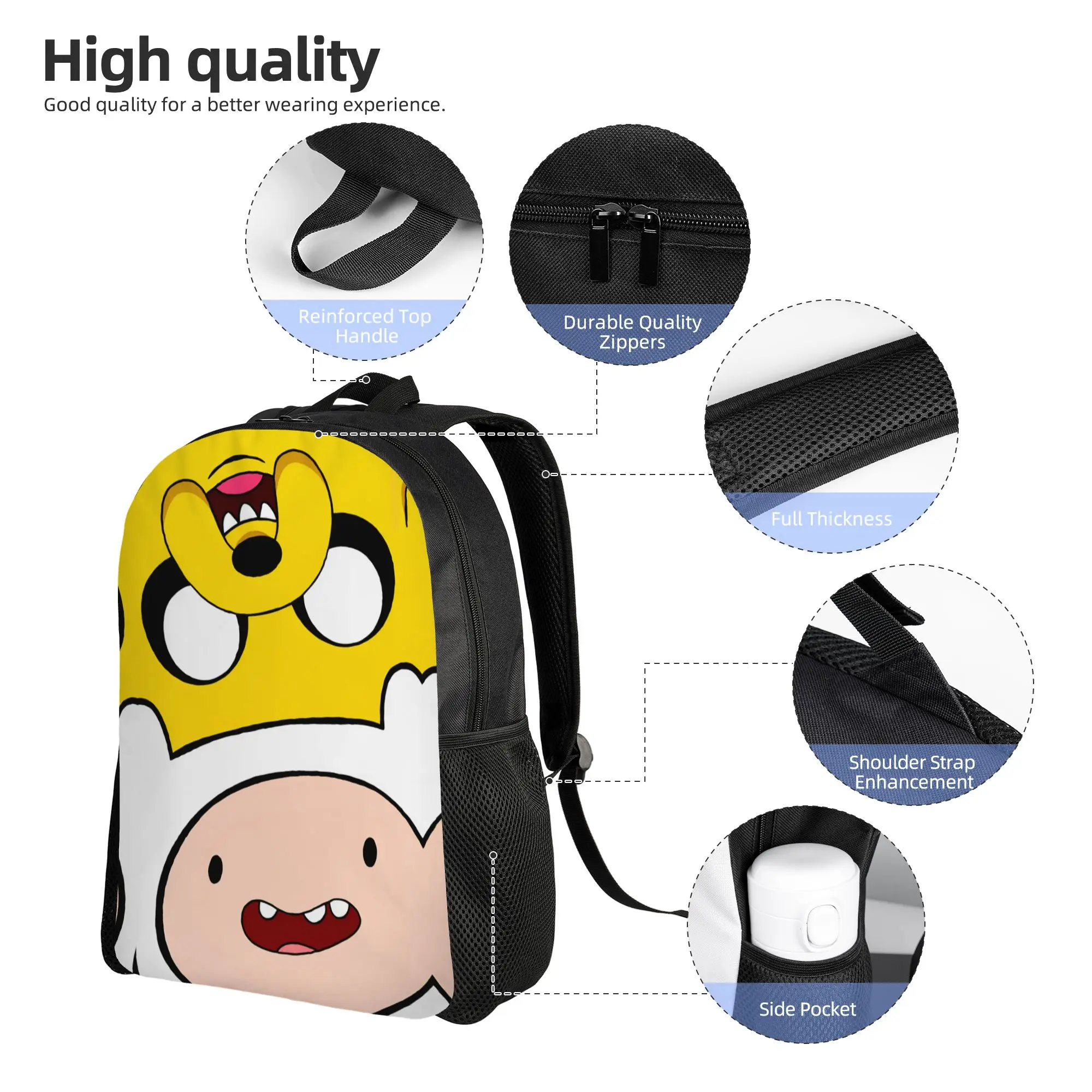 Adventure Time Men's Large Polyester Trekking Backpack - Stylish Streetwear Rucksack