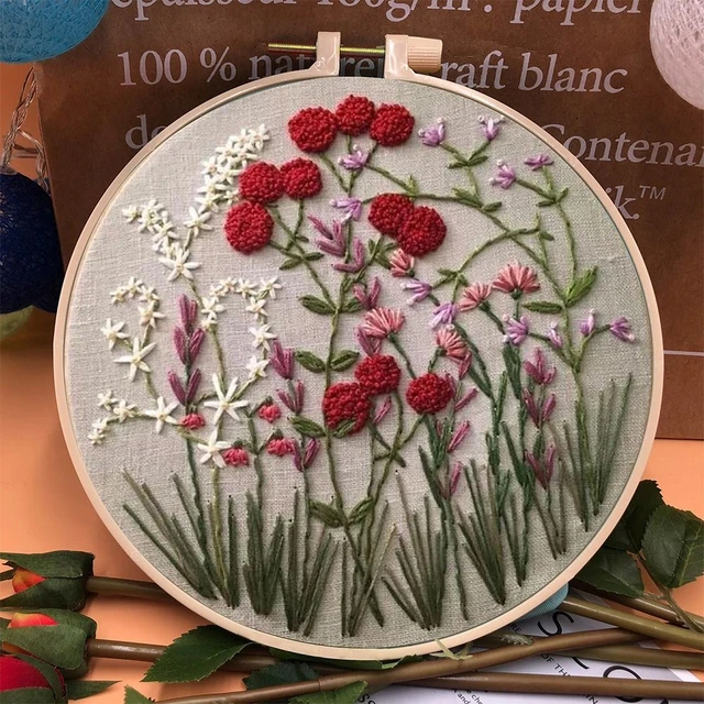 Beginner Embroidery Stitch Practice Kit Cross Stitch for Beginners Flowers  Needle Crafts Embroidery Hoop Handwork Needlework - AliExpress