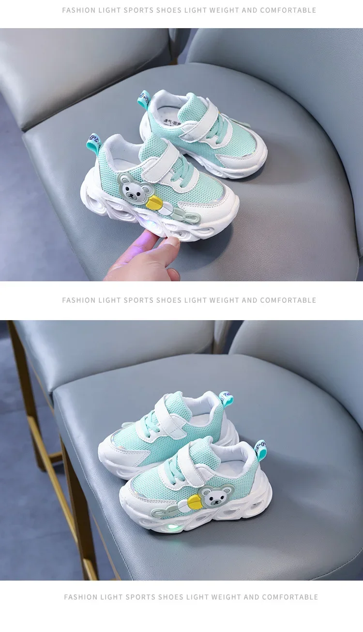 2026 Herbst Leuchtende Sneaker für Mädchen Jungen LED-Licht Freizeitschuhe Kinder Atmungsaktive Mesh-Sportschuhe Tenis Infantil Menino – Detail 12