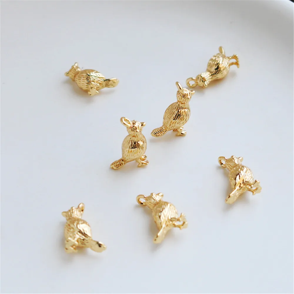 

14K gold-coated cast copper three-dimensional bird height 14mm pendant diy accessories bracelet necklace earrings pendant