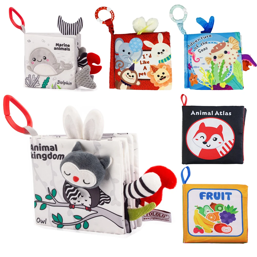 

Montessori Baby Cloth Book Black and White Books Newborn Quiet Book Infant Book Sensory Educational Toys for Babies 0-12Month