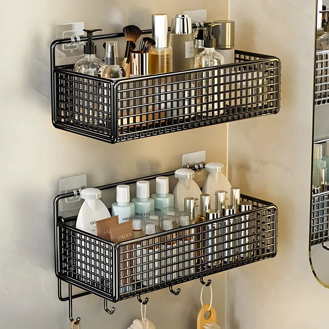 Bathroom Organiser toilet storage rack Multifunctional Toiletries Organiser No-Punch Household Bathroom Shelf BathroomKitchen WallMount Storage Rack