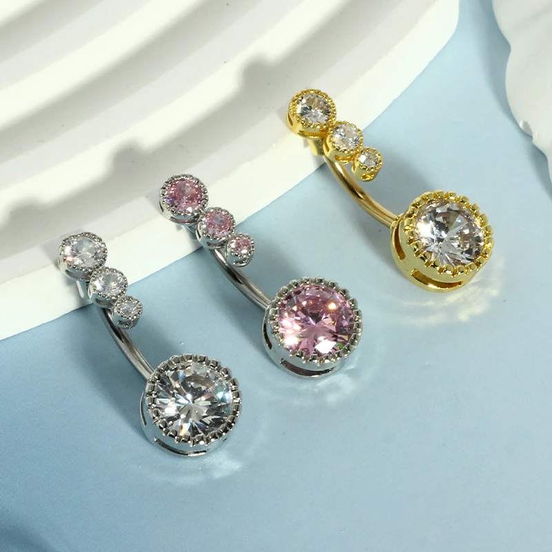 7 color choose stainless steel belly button rings crystal navel jewelry for women 14 gaugess belly button piercings wholesales