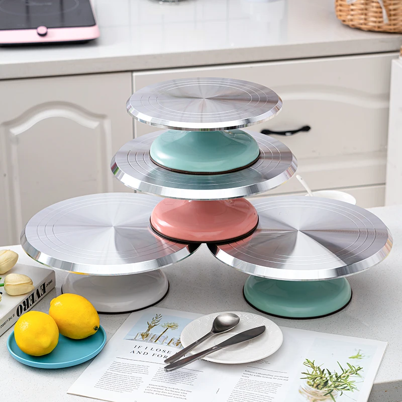 Description Picture 2 of item10/12 INCH Baking Tools Aluminum Alloy Birthday Cake Turntable Plastic Ceramic Turntable Glass Turntable Flower Mounting Table