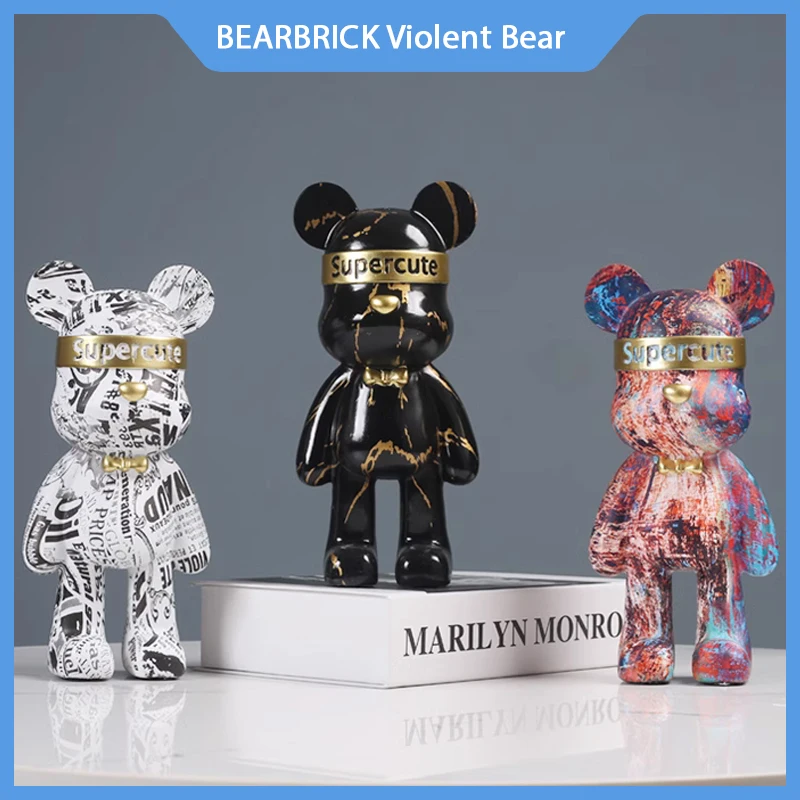 

In Stock Bearbrick Violent Bear Ornaments Trend Living Room Desktop Building Block Bear Action Statue Dolls Toys Children Gift