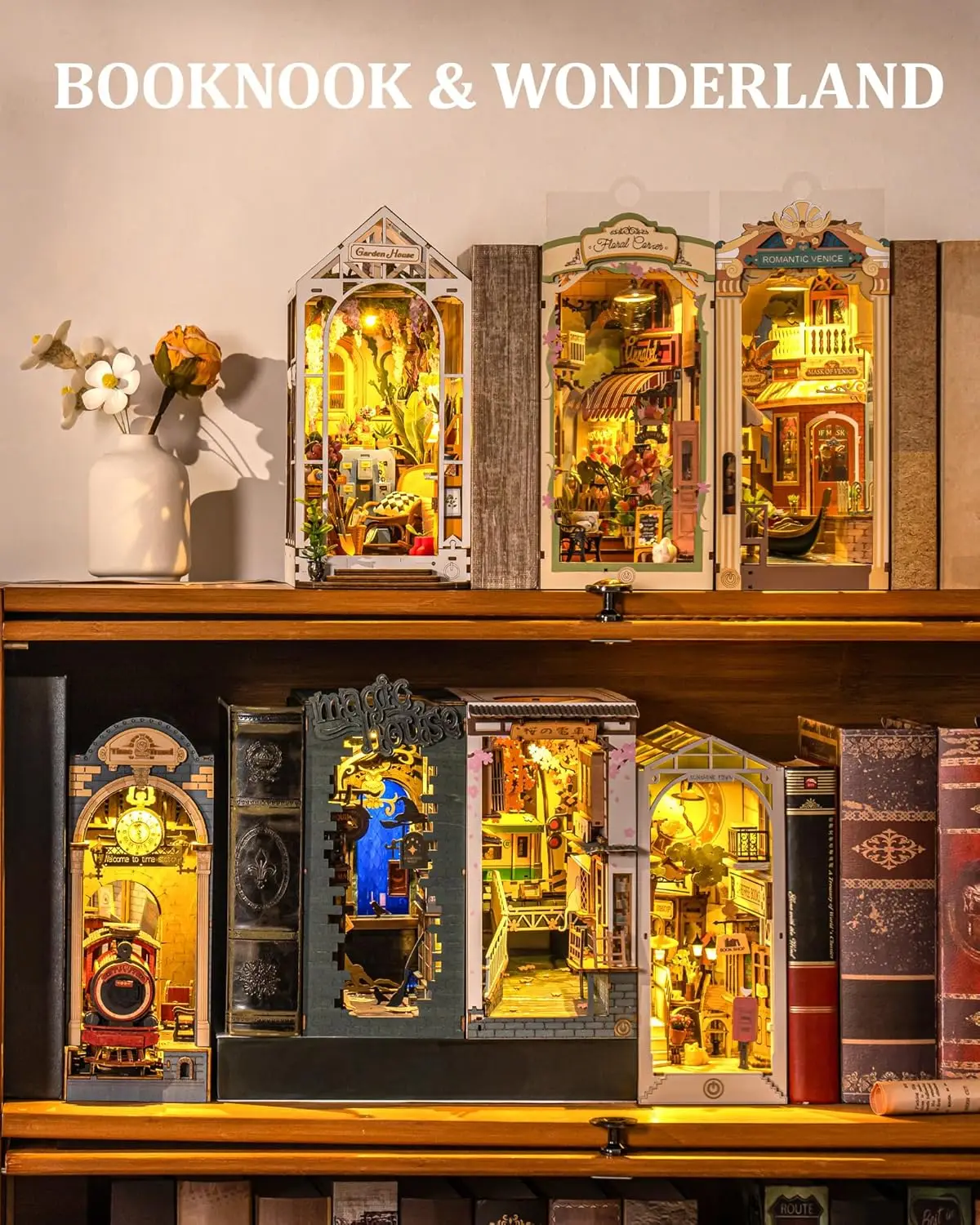 Robotime Romantic Venice Book Nook Kits DIY Miniature House Kit 3D