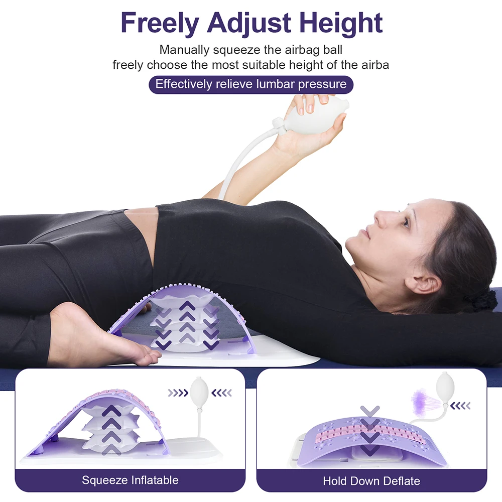Adjustable Back Massager Airbag Waist Neck Support Massage Lumbar Cervical Muscle Relax Stretcher Posture Massager