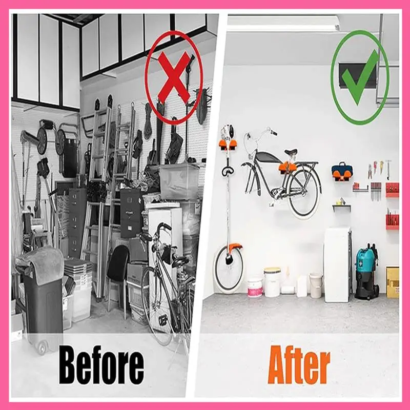 HOT-Garage Wall Hooks 2Pcs Garage Hooks Utility Double Heavy Duty Wall Mount Garage Storage Organization Tool Hangers