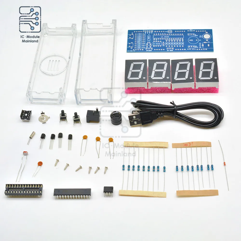 

LED Digital Electronic Temperature Clock Controller Kit Time Light Control Thermometer DIY KIT