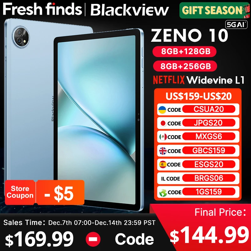 Blackview Zeno 10 5G AI Tablet 11-inch FHD+ 90Hz Display Widevine
