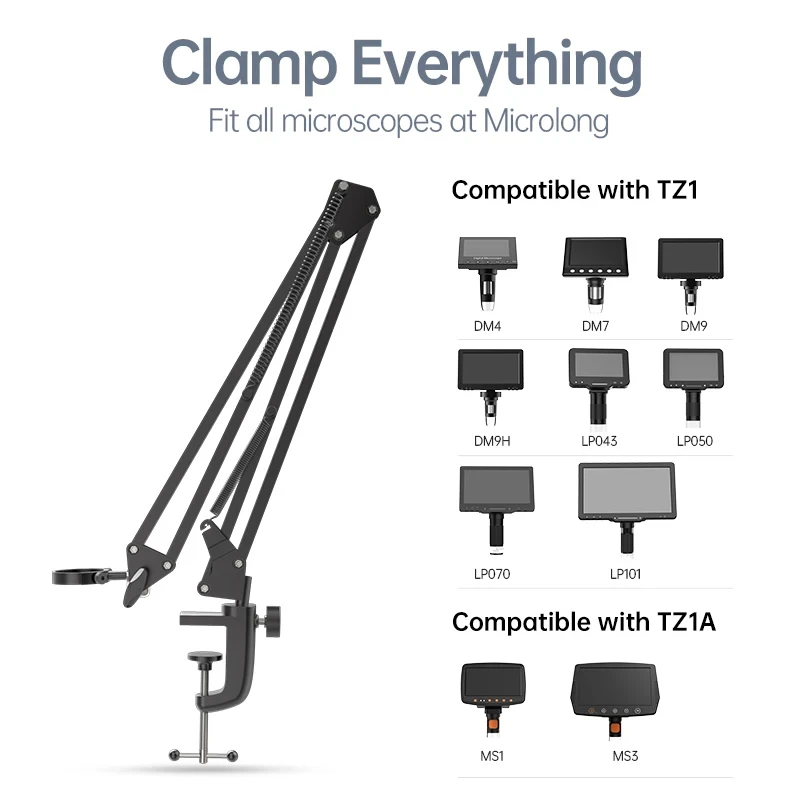 Microscope Arm Stand Flexible Adjustable Metal Bracket Mount for Coin Microscopes Compatible with DM4 DM7 DM9 MS1 MS3