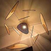 Modern Living Room Led Pendant lamp  Dining Room Leaf Grid Rural Hand Made Rattan Art Screen Chandeliers Bedroom Home Decor 3