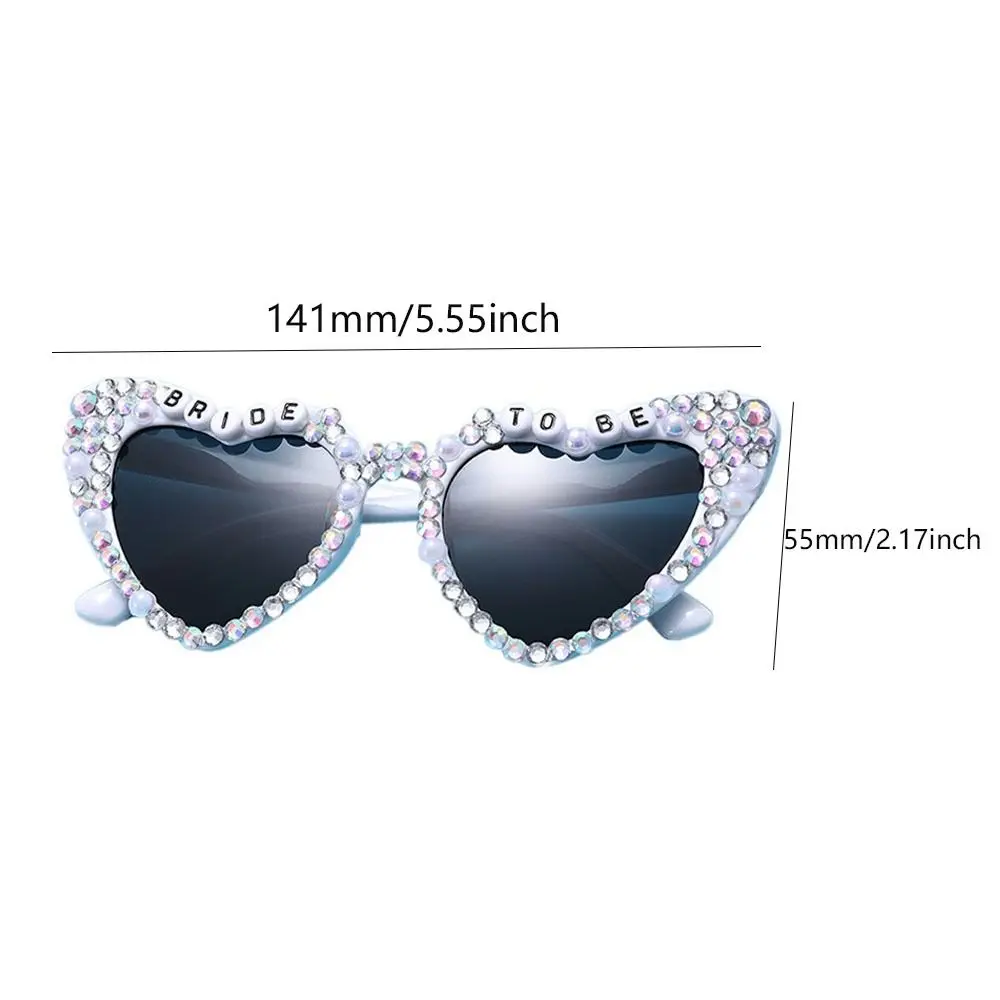Heart-shaped Frame Pearl Decoration Sunglasses English Letters Sun-Protective Black Shades Glasses Bride Eyewear Colorful 6