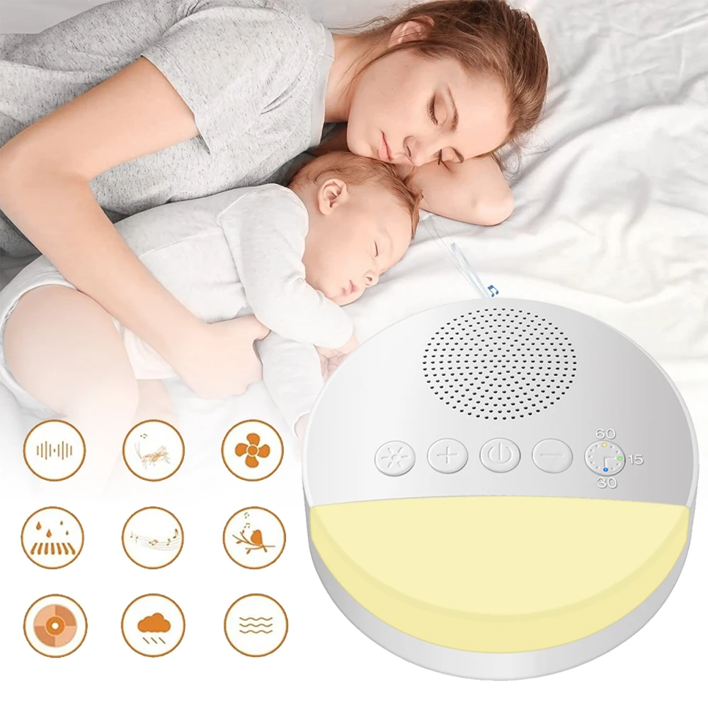 Baby White Noise Machine USB Rechargeable Light Timed Shutdown Sleep Machines Sleep Soother Sound Player LED Night Light Machine