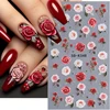 5D Embossed Nail Stickers Valentine‘s Day Red Rose Flower Self-Adhesive Sliders Decals Simple Ladies Manicure Decoration Foils 1