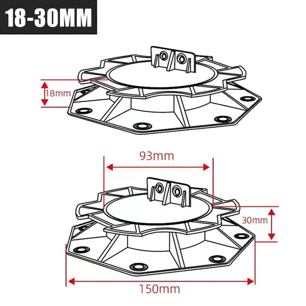 10pcs Adjustable Decking Pedestal Riser Bearing Support 18-30mm 30-60mm