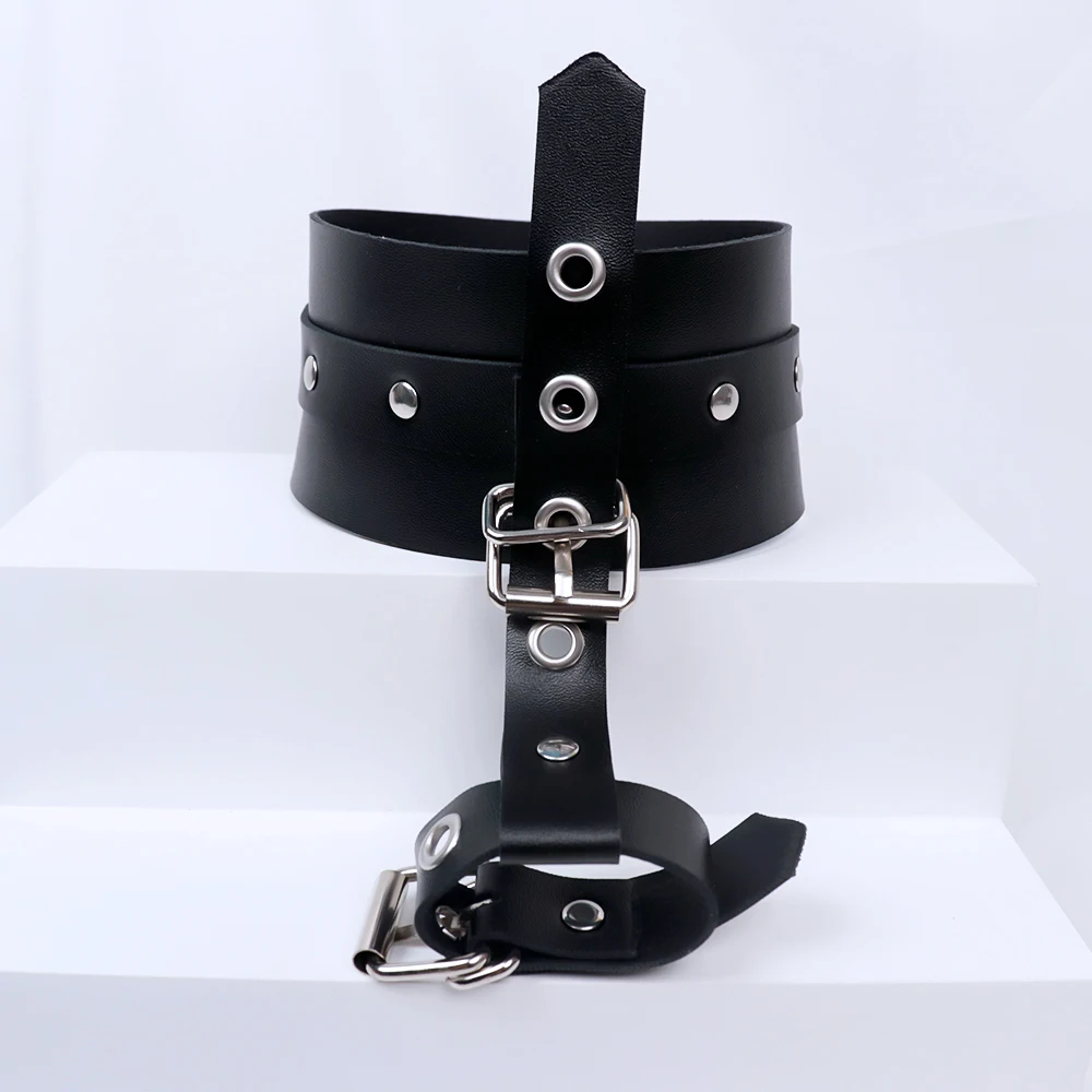 PU Leather Hand Wrist to Thumbs Cuffs Bondage Belts Cosplay Sexy Ankle Wrist Adjustable Strap with Toes Restraints Sex Toys