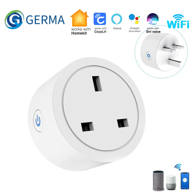 Germa Wifi Uk Smart Plug Socket Adapter 16A Telecomando Senza Fili Siri Controllo Vocale Presa Di Corrente Temporizzazione Apple Homekit Per Ios